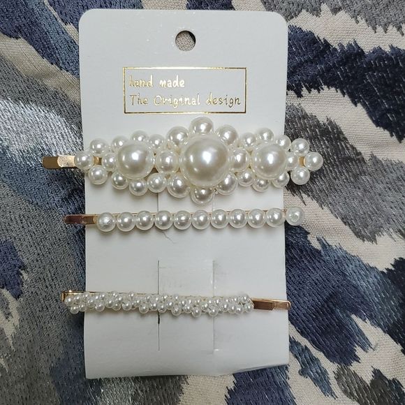 Handmade Pearl Hair Clips NEW - Picture 1 of 3